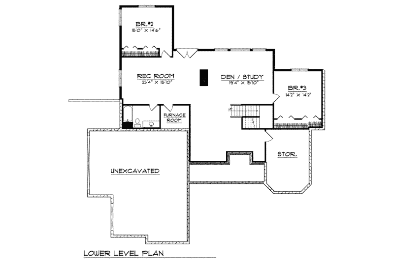 Home Plan - Floor Plan - Lower Floor for Traditional House Plan #70-292 - 3 bed, 2.5 bath