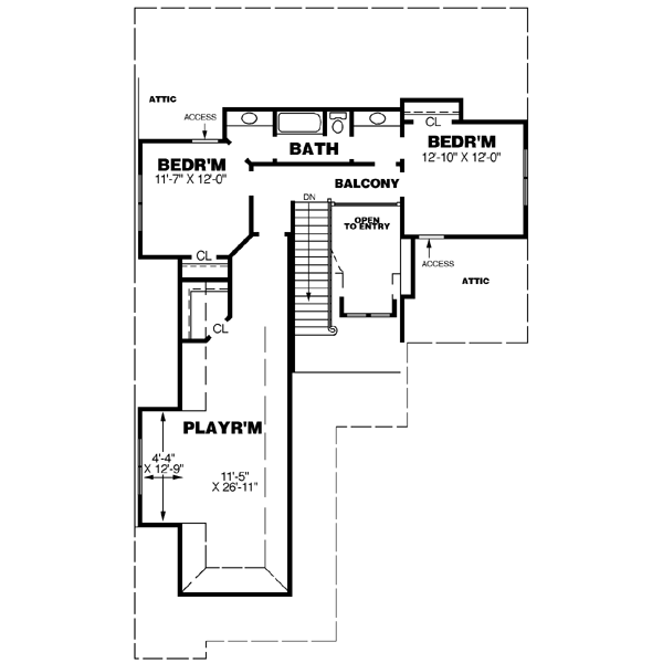 House Design - European Floor Plan - Upper Floor Plan #34-194