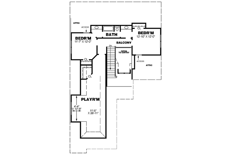 Architectural House Design - Floor Plan - Upper Floor for European House Plan #34-194 - 3 bed, 2.5 bath