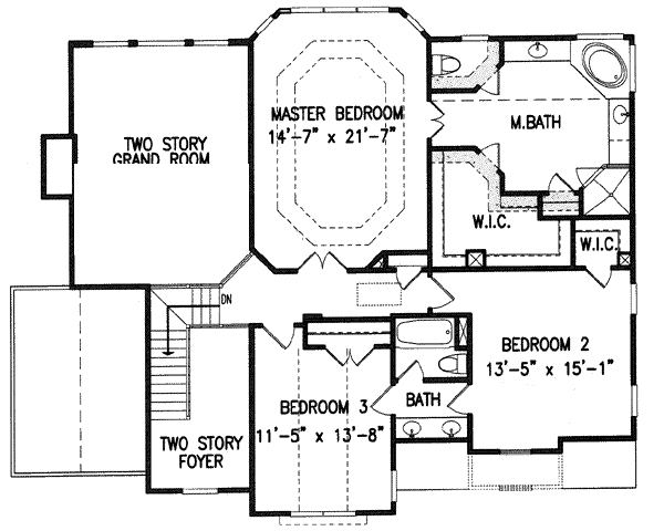 Architectural House Design - Southern Floor Plan - Upper Floor Plan #54-158