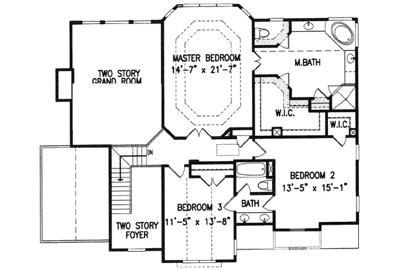 Dream House Plan - Floor Plan - Upper Floor for Southern House Plan #54-158 - 4 bed, 3 bath