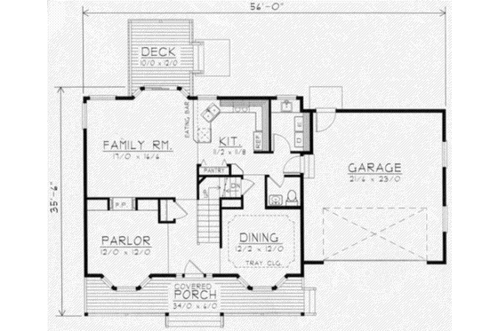 Floor Plan - Main Floor for Traditional House Plan #112-122 - 3 bed, 2.5 bath