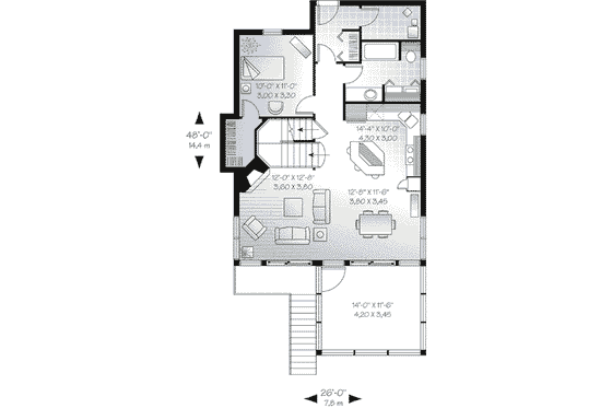 Floor Plan - Main Floor for Beach House Plan #23-492 - 3 bed, 2 bath