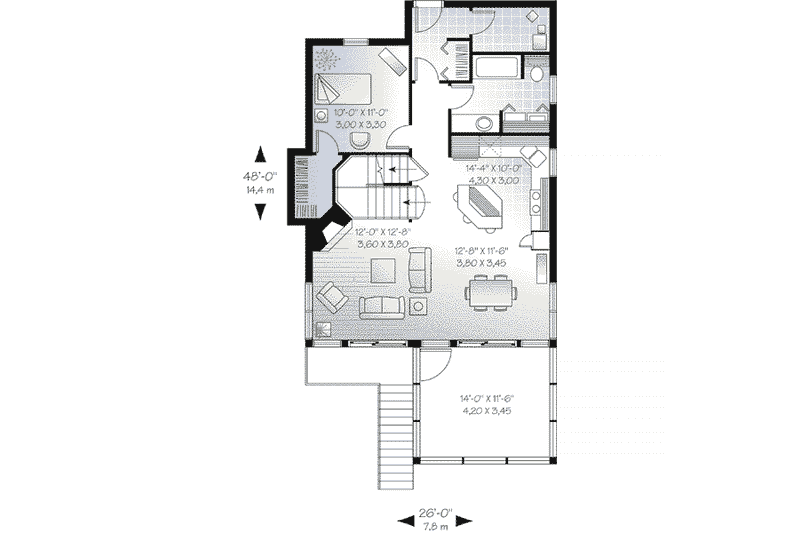 Dream House Plan - Floor Plan - Main Floor for Beach House Plan #23-492 - 3 bed, 2 bath
