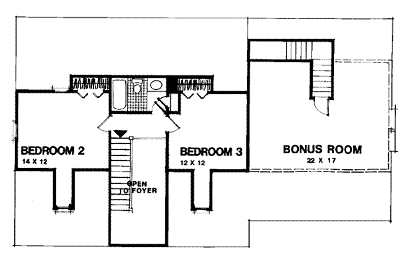 House Blueprint - Floor Plan - Upper Floor for Colonial House Plan #56-137 - 4 bed, 2.5 bath
