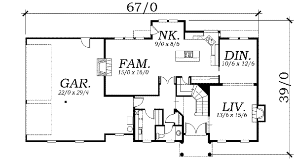 Colonial Floor Plan - Main Floor Plan #130-128
