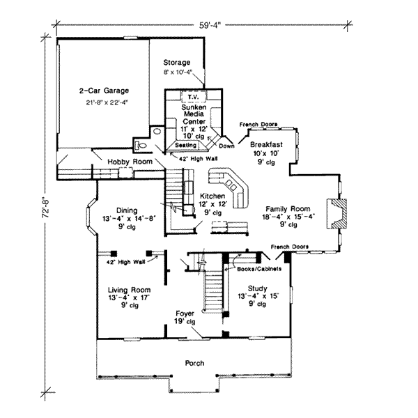 House Plan Design - Southern Floor Plan - Main Floor Plan #410-110