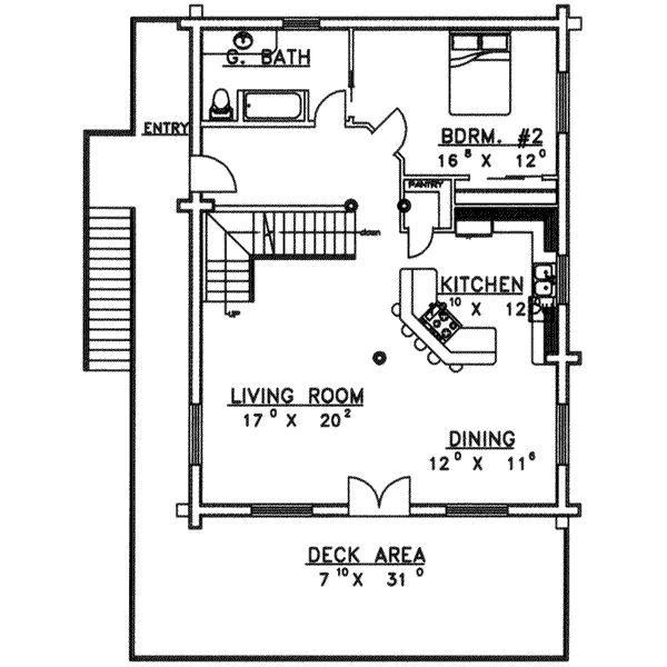 House Design - Log Floor Plan - Main Floor Plan #117-127