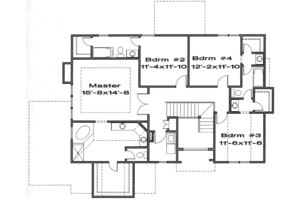 Floor Plan - Upper Floor for European House Plan #6-101 - 4 bed, 3.5 bath