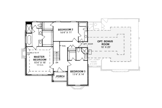 Floor Plan - Upper Floor for Colonial House Plan #20-339 - 3 bed, 3.5 bath