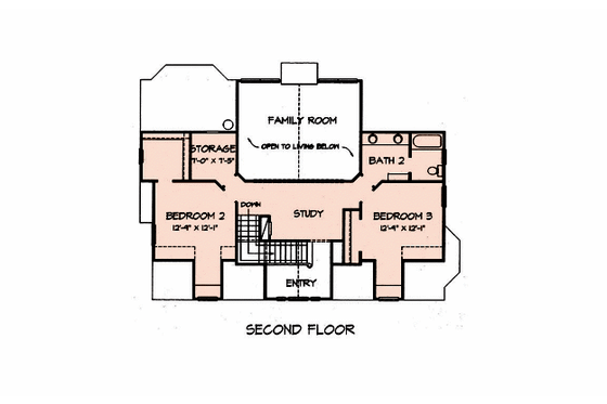 Floor Plan - Upper Floor for Country House Plan #140-152 - 3 bed, 2.5 bath