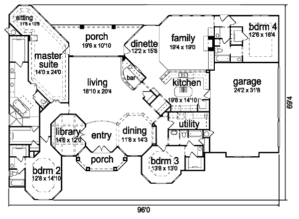 Dream House Plan - Mediterranean Floor Plan - Main Floor Plan #84-424