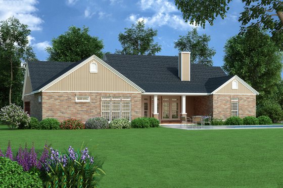 Exterior - Rear Elevation for Tudor House Plan #45-372 - 4 bed, 3.5 bath