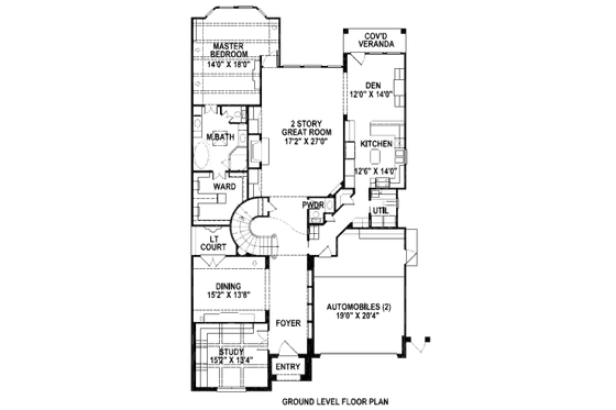 Floor Plan - Main Floor for European House Plan #141-187 - 3 bed, 2.5 bath