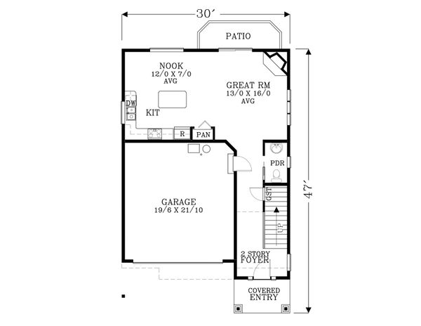 Craftsman Floor Plan - Main Floor Plan #53-608