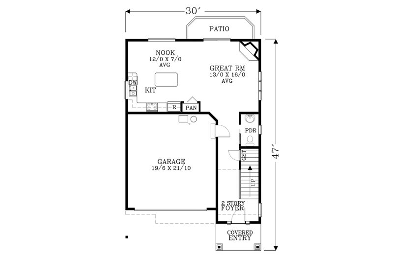 Home Plan - Floor Plan - Main Floor for Craftsman House Plan #53-608 - 3 bed, 2.5 bath
