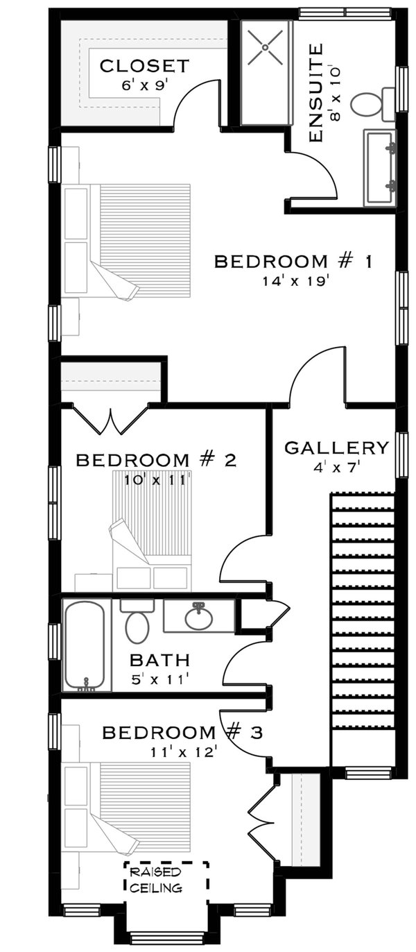 Home Plan - Floor Plan - Upper Floor for Farmhouse House Plan #1101-72 - 3 bed, 2.5 bath