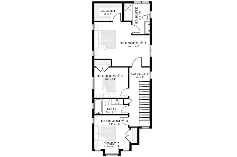 Home Plan - Floor Plan - Upper Floor for Farmhouse House Plan #1101-72 - 3 bed, 2.5 bath