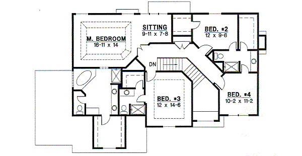 Traditional Floor Plan - Upper Floor Plan #67-326