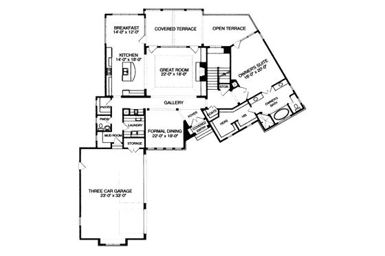 Floor Plan - Main Floor for European House Plan #413-823 - 4 bed, 3.5 bath