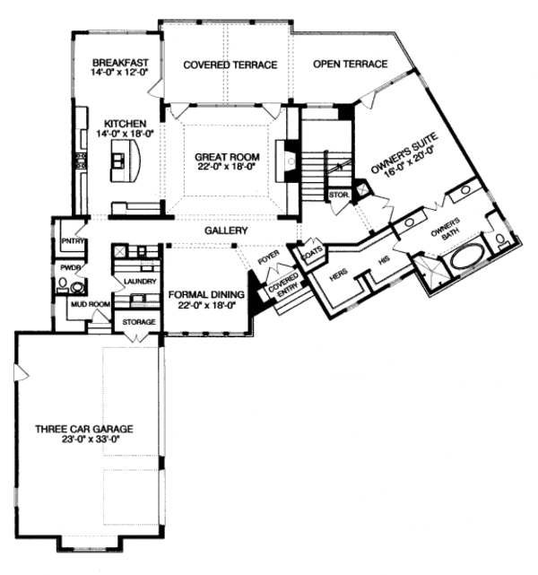 House Blueprint - European Floor Plan - Main Floor Plan #413-823