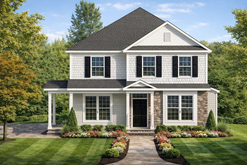 House Plan Design - Exterior - Front Elevation 2 for Colonial House Plan #1053-73 - 4 bed, 3 bath