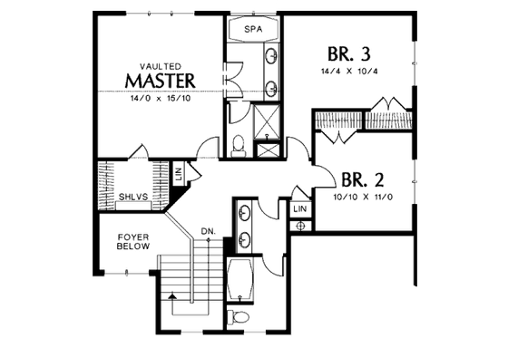Floor Plan - Upper Floor for Craftsman House Plan #48-391 - 3 bed, 3 bath
