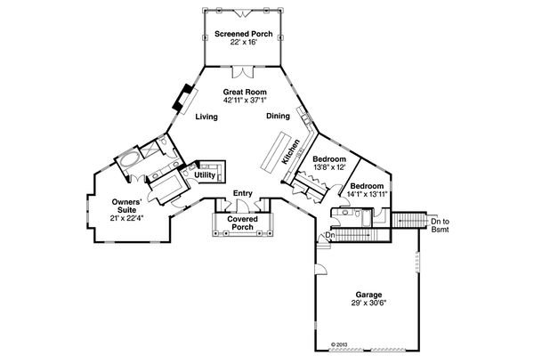 House Design - Country Floor Plan - Main Floor Plan #124-915