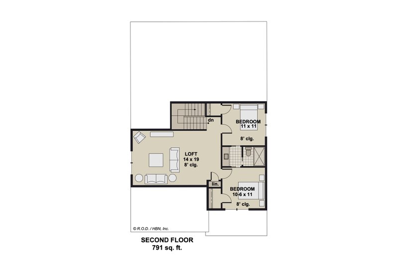Home Plan - Floor Plan - Upper Floor for Craftsman House Plan #51-1344 - 3 bed, 2.5 bath