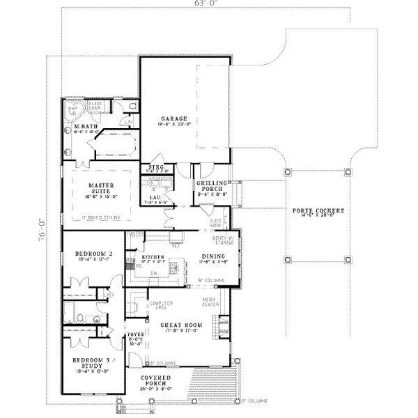 Home Plan - Southern Floor Plan - Main Floor Plan #17-2105