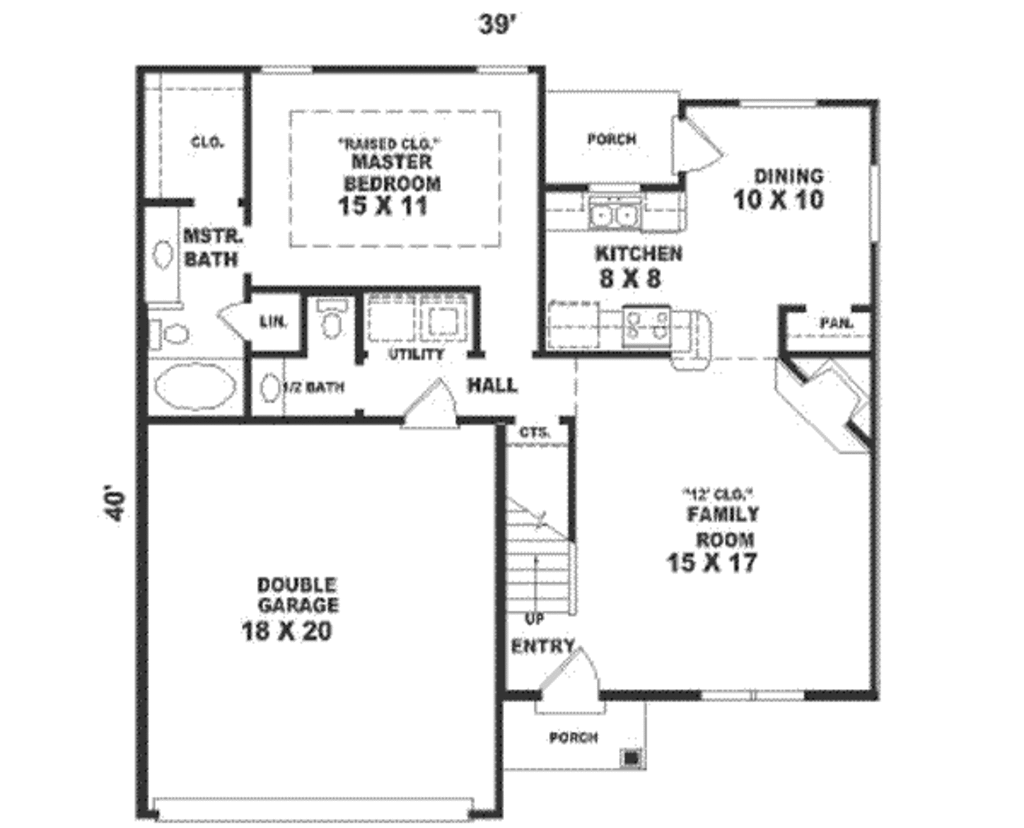 European Style House Plan - 3 Beds 2.5 Baths 1362 Sq/Ft Plan #81-116 ...