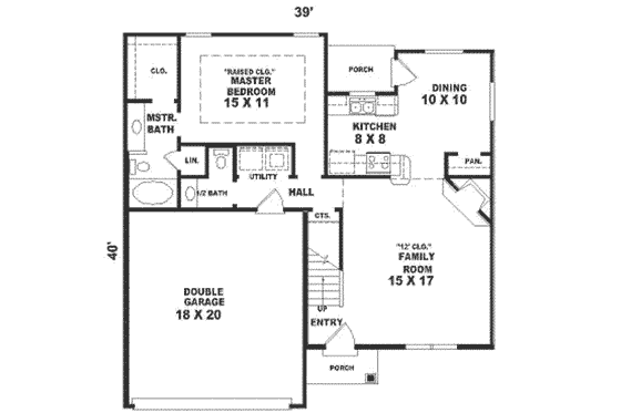 Floor Plan - Main Floor for European House Plan #81-116 - 3 bed, 2.5 bath