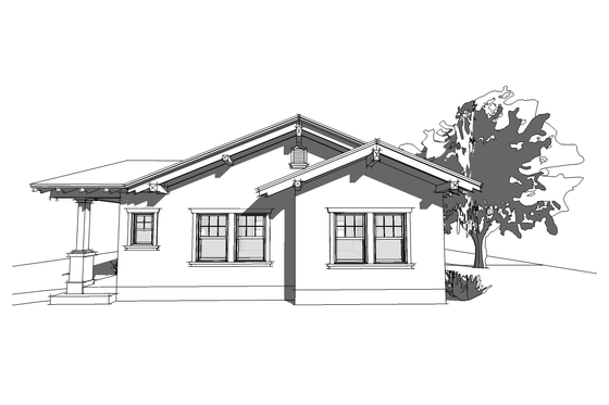 Exterior - Rear Elevation for Craftsman House Plan #485-3 - 2 bed, 1.5 bath