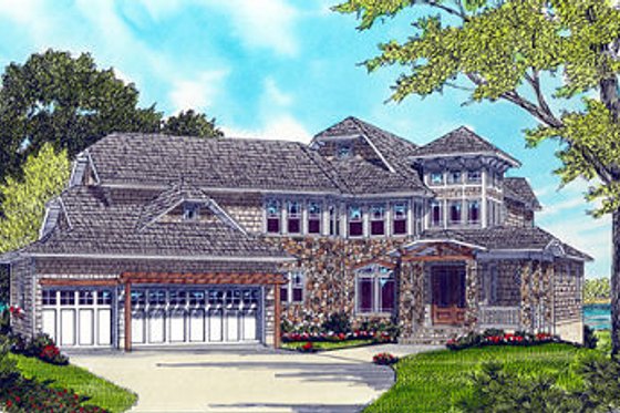 Exterior - Front Elevation for Traditional House Plan #413-132 - 5 bed, 4.5 bath