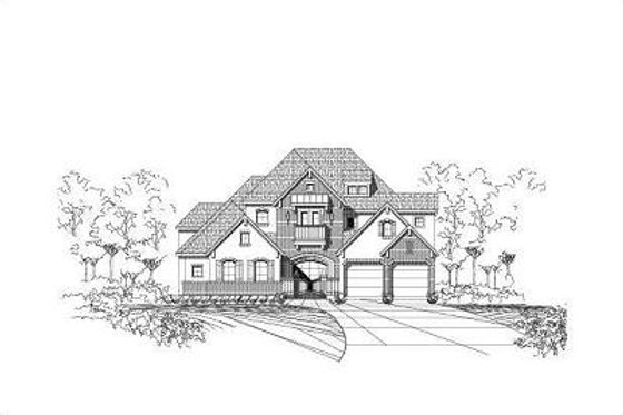 Exterior - Front Elevation for European House Plan #411-372 - 4 bed, 4 bath
