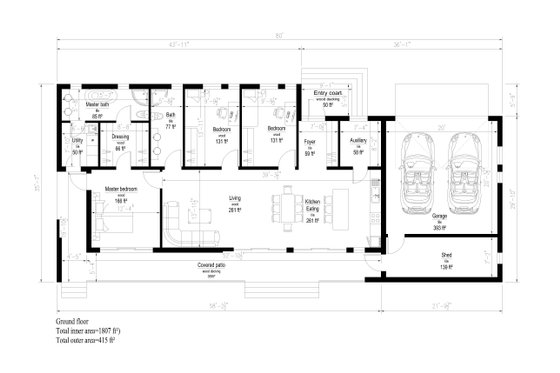 Floor Plan - Main Floor for Modern House Plan #549-14 - 3 bed, 2 bath