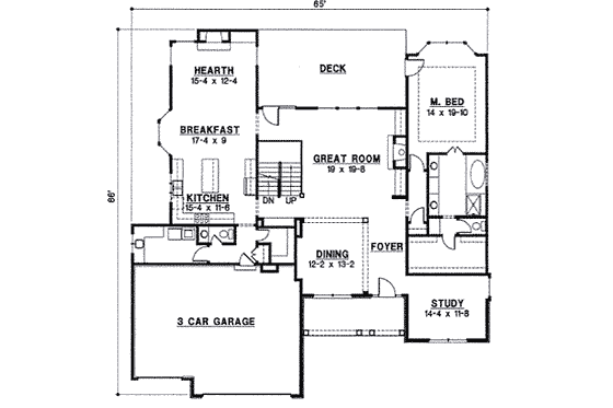 Floor Plan - Main Floor for Traditional House Plan #67-795 - 4 bed, 3 bath