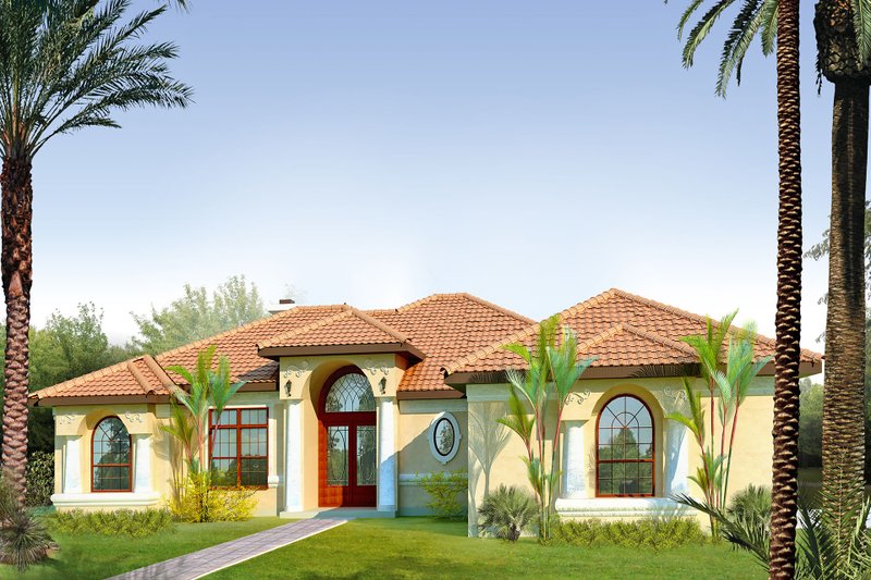 Dream House Plan - Mediterranean Exterior - Front Elevation Plan #80-113