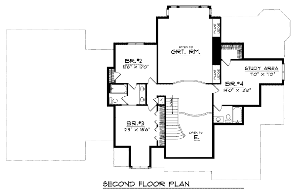 European Floor Plan - Upper Floor Plan #70-533