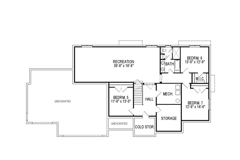 Architectural House Design - Floor Plan - Lower Floor for Craftsman House Plan #920-45 - 7 bed, 5 bath