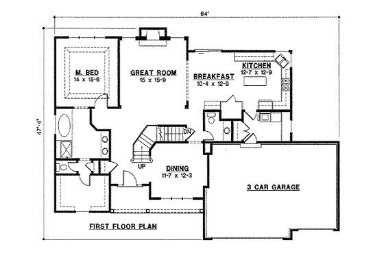 Floor Plan - Main Floor for Traditional House Plan #67-831 - 4 bed, 3 bath