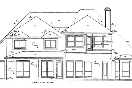 Exterior - Rear Elevation for European House Plan #141-225 - 4 bed, 3 bath