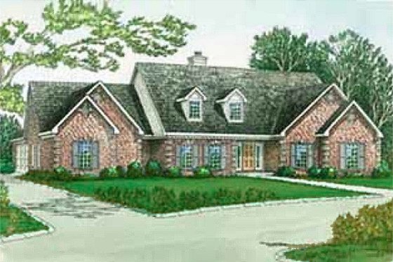 Exterior - Front Elevation for Southern House Plan #16-188 - 4 bed, 3 bath