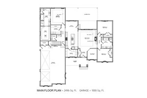 Floor Plan - Main Floor for Craftsman House Plan #1084-4 - 3 bed, 2.5 bath