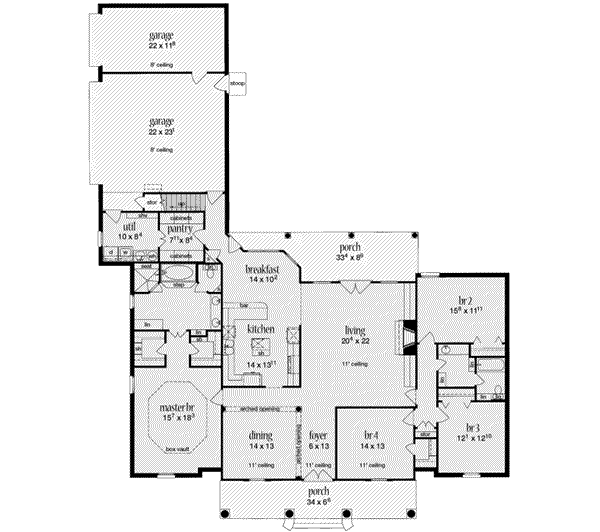 Home Plan - Southern Floor Plan - Main Floor Plan #36-449