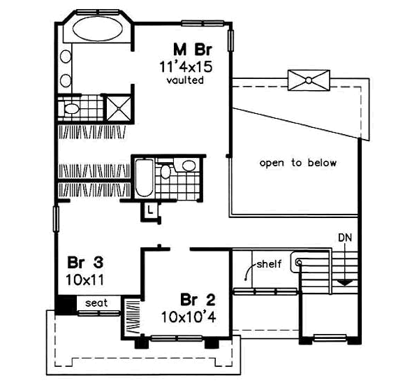 Traditional Floor Plan - Upper Floor Plan #50-177