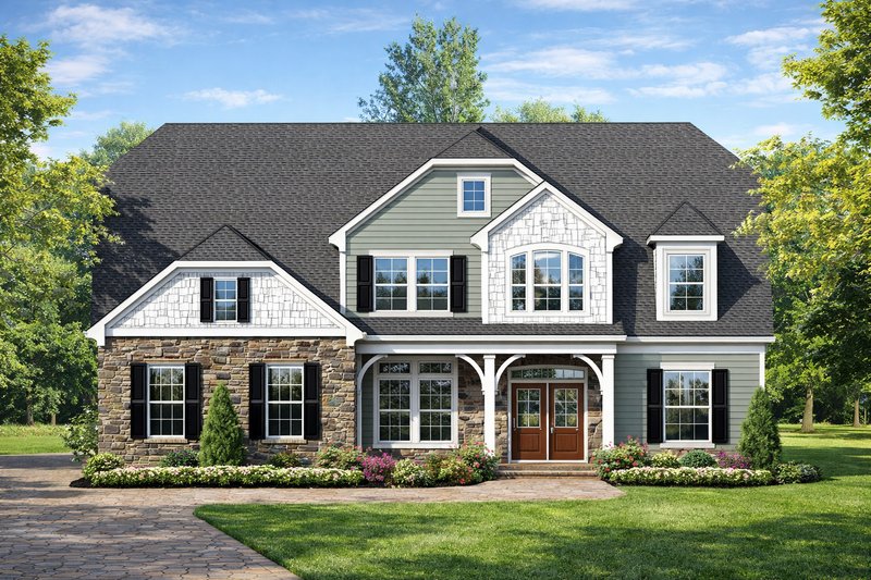 House Blueprint - Craftsman Exterior - Front Elevation Plan #1053-94