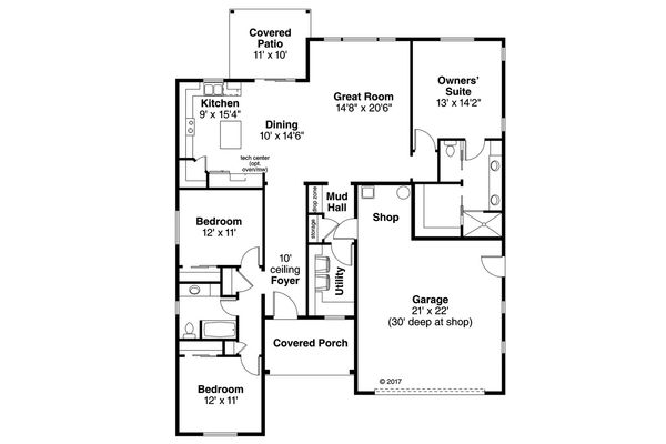 House Plan Design - Ranch Floor Plan - Main Floor Plan #124-1061