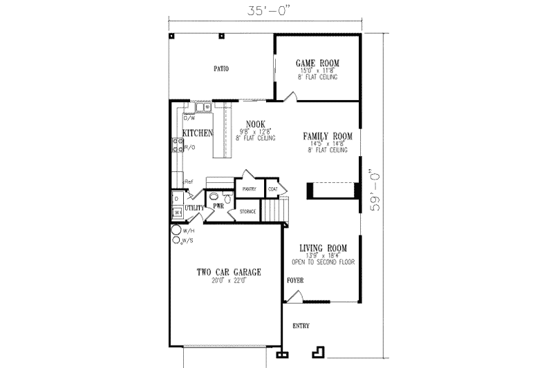Dream House Plan - Floor Plan - Main Floor for Adobe / Southwestern House Plan #1-530 - 4 bed, 2.5 bath