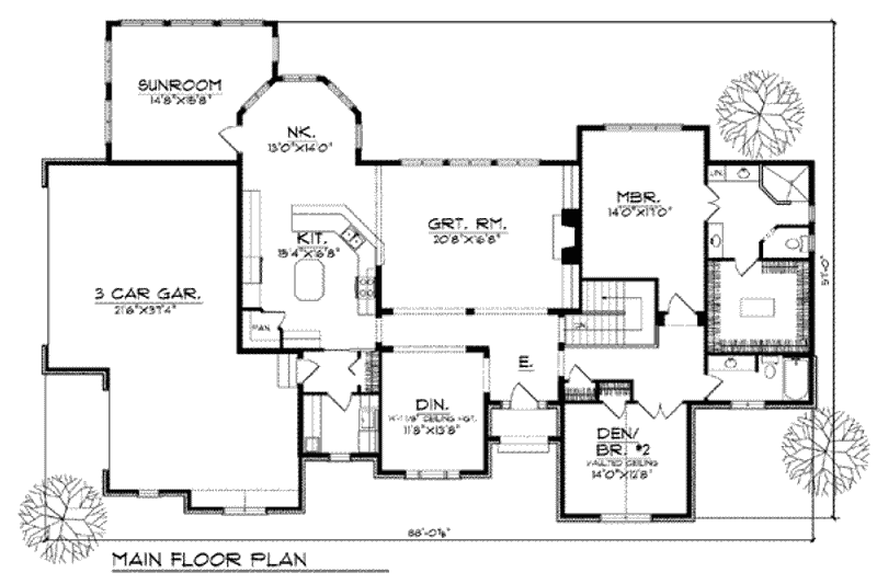 Home Plan - Floor Plan - Main Floor for European House Plan #70-789 - 4 bed, 3 bath